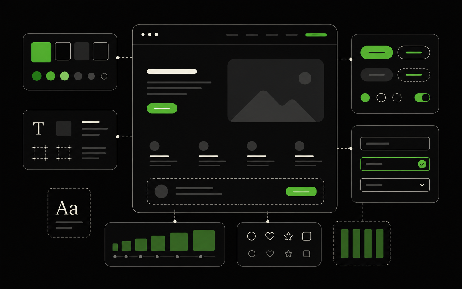 Abstract infographic of UI design and visual system